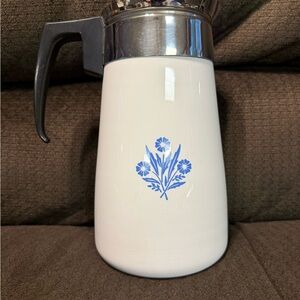 Corningware Cornflower 9 Cup White with Blue Cornflower Coffee Percolator.